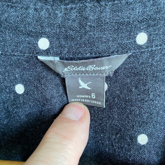 Eddie Bauer Women's Charcoal Polka Dot Long Sleeve Polo V-neck Mini Dress Size 6 - Picture 3 of 14